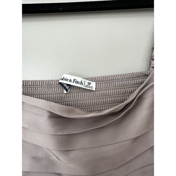 Abercrombie Emerson Satin Long-sleeve Mini Dress in Taupe Size Small Petite - Picture 3 of 8